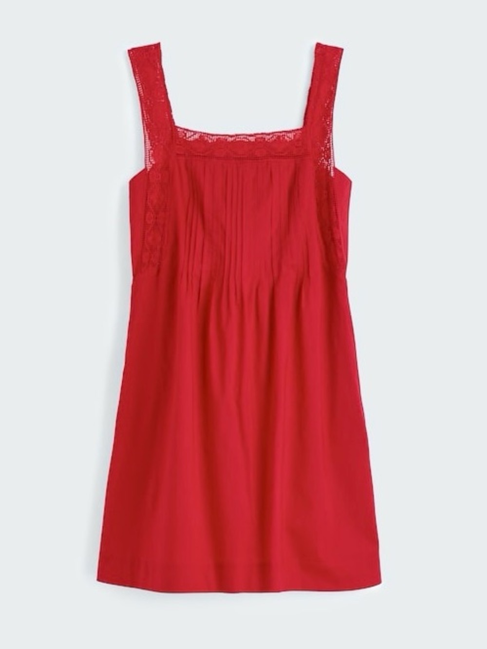 MADEWELL The Sophie Mini Dress Medium Red Relaxed Fit Cotton Lace Trim Pintuck